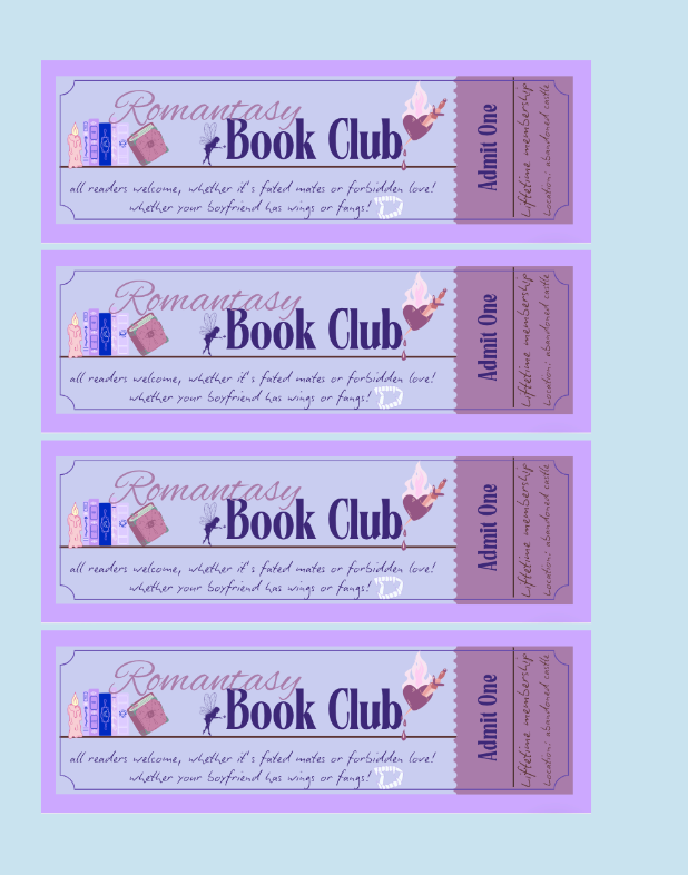 Romantasy Club Ticket Bookmark