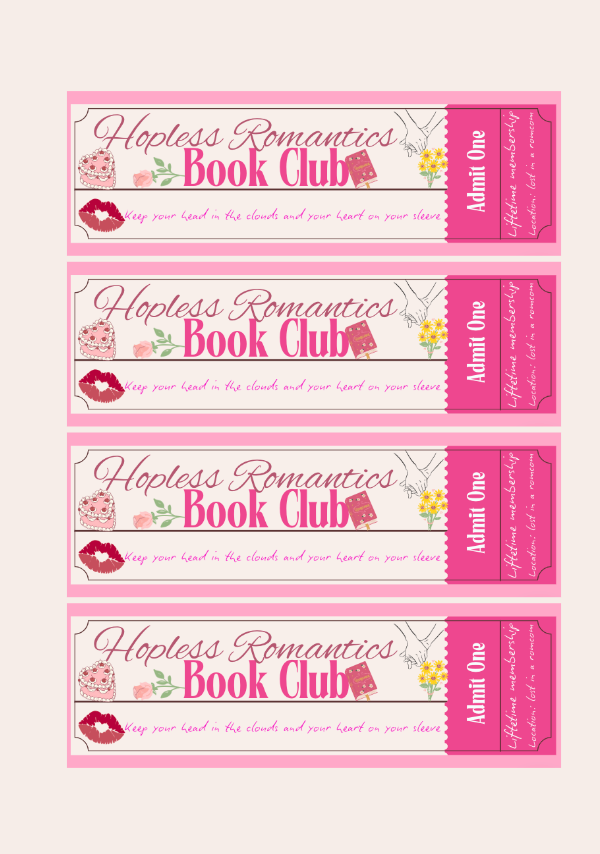 Hopeless Romantics Club Ticket Bookmark