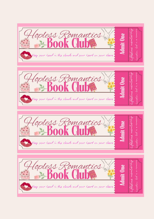 Hopeless Romantics Club Ticket Bookmark